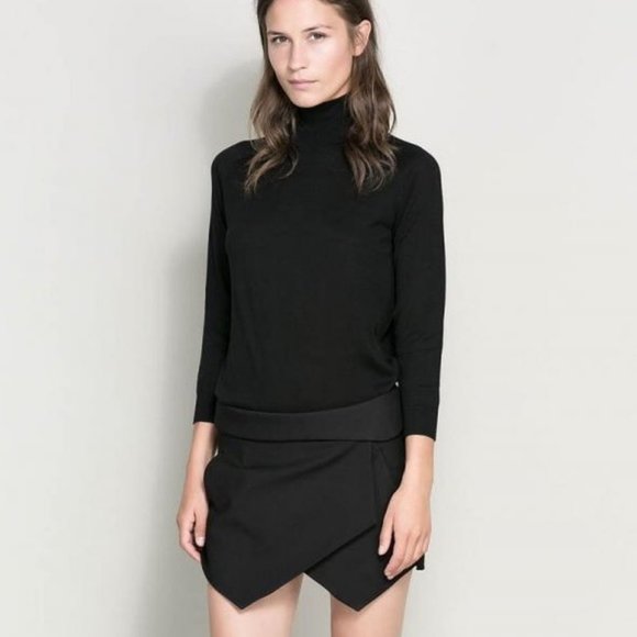 Zara Pants - Zara Black Asymmetric Skort Shorts Sz M
